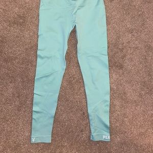 Playboy, aqua, ribbed leggings